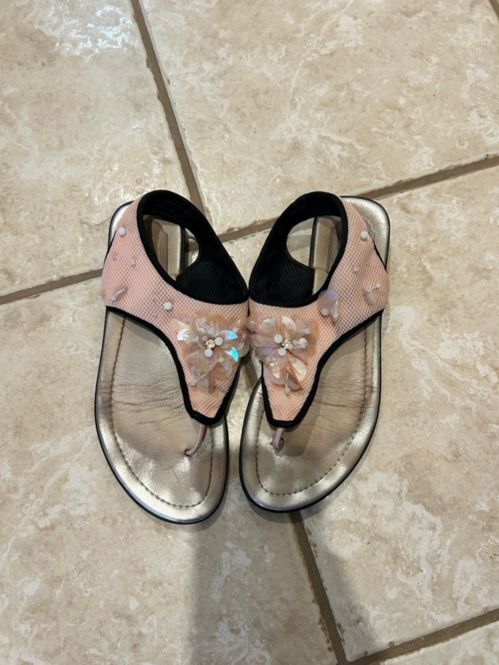 Dior Pink Embellished Floral Thong Sandals